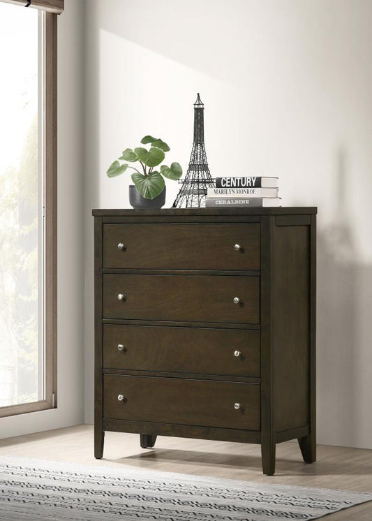 Wilkes - 4 - Drawer Chest Of Drawers - Dark Cocoa Accent Chests by Coaster Fine Furniture - Walls Furniture & Mattress