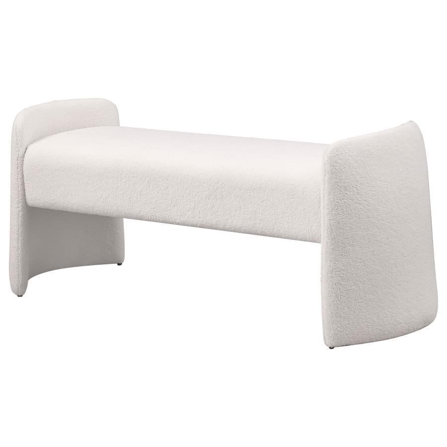 Peoria - Velvet Upholstered Accent Bench - Ivory Upholstered Benches by Coaster Fine Furniture - Walls Furniture & Mattress