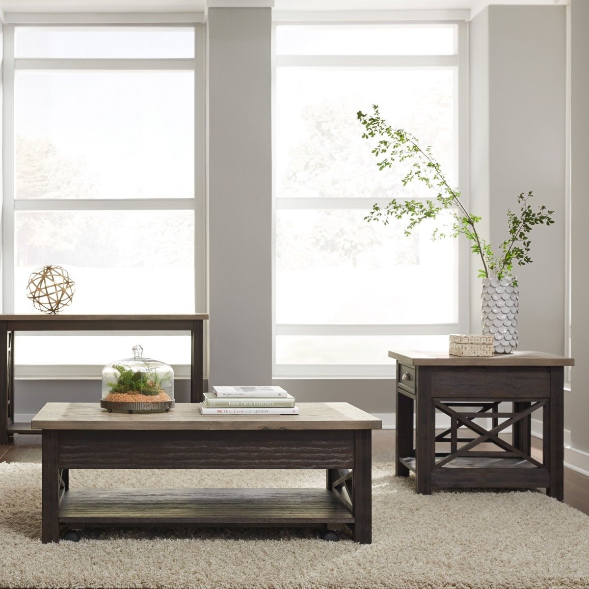 Heatherbrook - 3 Piece Table Set (1 Lift Top Cocktail 2 End Tables) - Black Table Sets by Liberty Furniture - Walls Furniture & Mattress