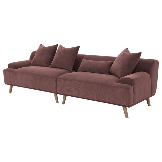 Elizabeth - Corduroy Upholstered Extra Long Sofa - Wine Red Stationary Sofas by Coaster Fine Furniture - Walls Furniture & Mattress
