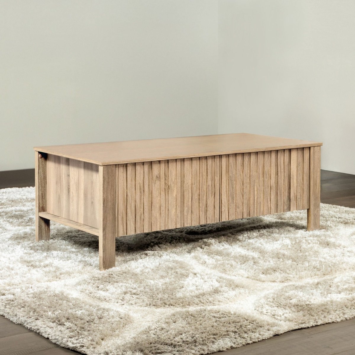 Thayer - 47" Two Drawer Coffee Table - Natural Coffee Tables by New Classic - Walls Furniture & Mattress
