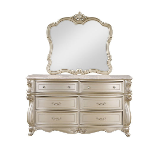 Monique - Dresser With Marble Top - Champagne Dressers by New Classic - Walls Furniture & Mattress