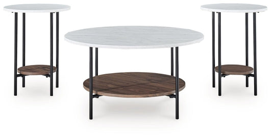 Wrenwich - Occasional Table Set (Set of 3) - Brown / Black / White Table Sets by Signature Design by Ashley® - Walls Furniture & Mattress