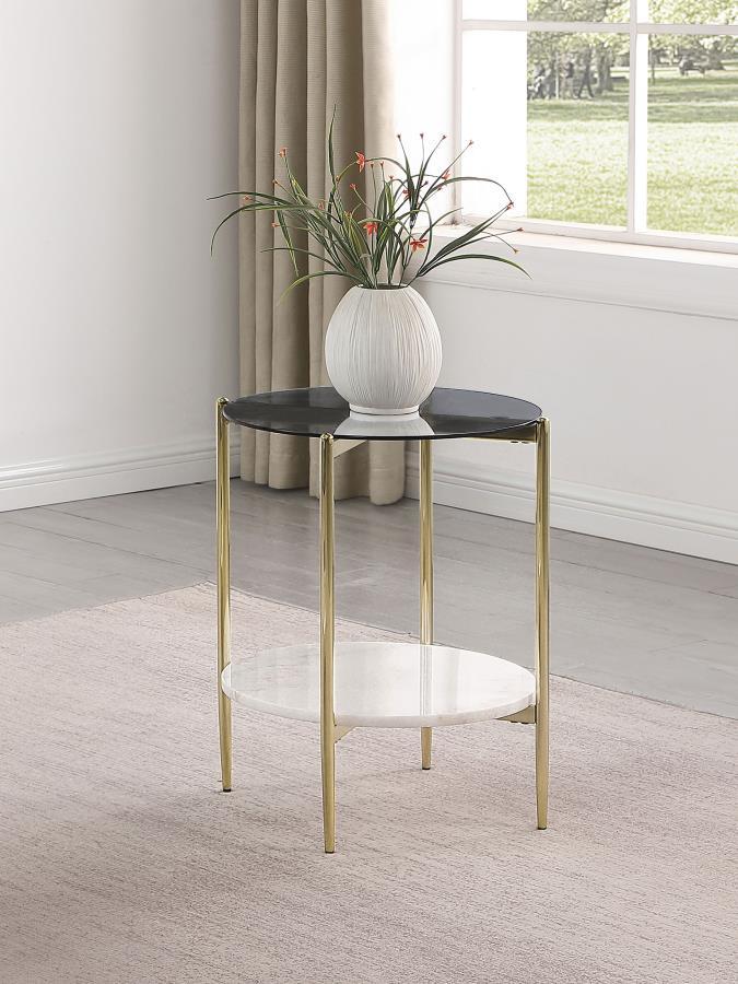 Jonelle - Round Glass Top Table End Tables by CoasterEveryday - Walls Furniture & Mattress