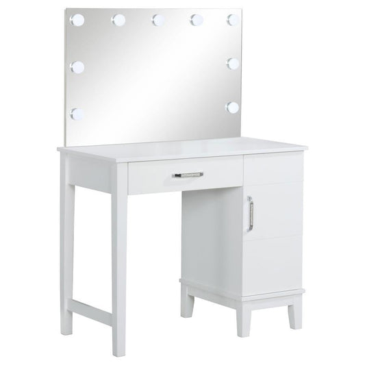 Elijah - Vanity Set With Lighting & Stool - White And Dark Gray Vanity Sets by CoasterEveryday - Walls Furniture & Mattress