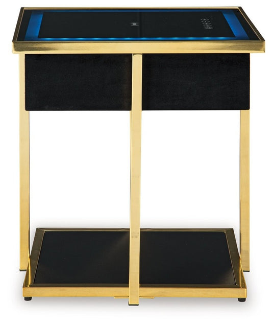 Rexwell - Accent Table With Speaker - Black / Gold Finish Accent Tables by Signature Design by Ashley® - Walls Furniture & Mattress