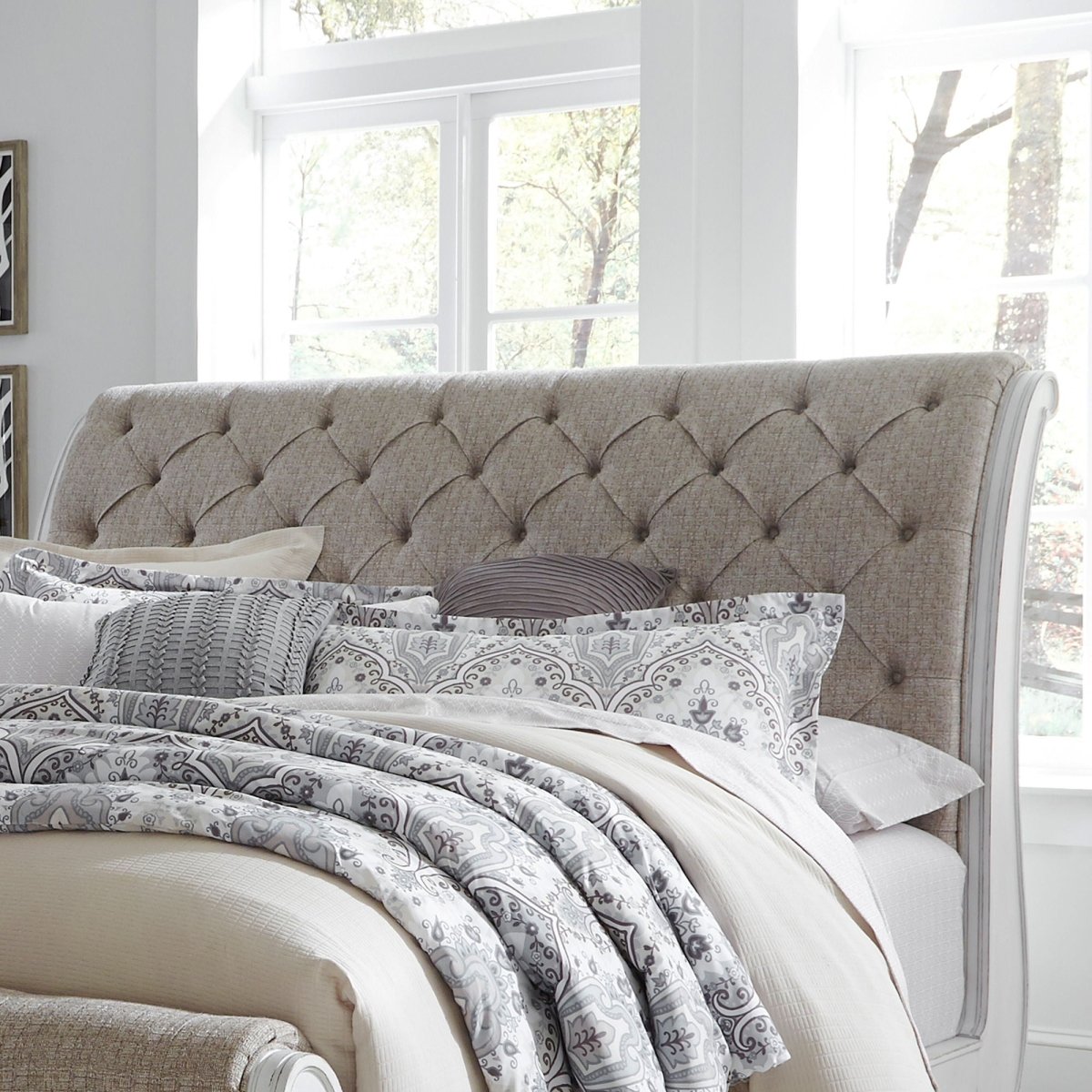 Magnolia Manor - Uph Sleigh Headboard Upholstered Headboards by Liberty Furniture - Walls Furniture & Mattress