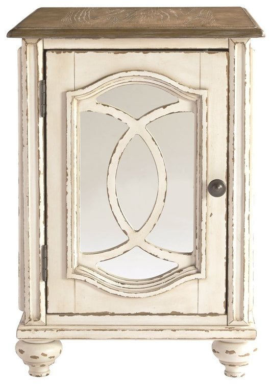 Realyn - Chair Side End Table - Insert Mirror - White / Brown End Tables by Signature Design by Ashley® - Walls Furniture & Mattress