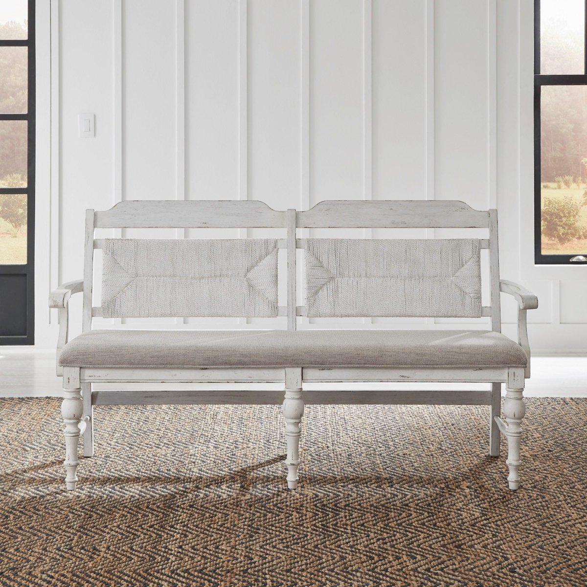 River Place - Panel Back Bench (RTA) - White Dining Benches by Liberty Furniture - Walls Furniture & Mattress