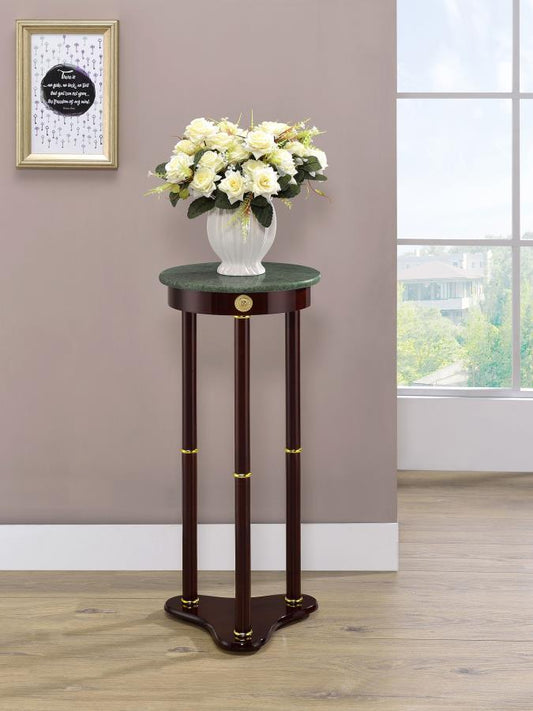 Edite - Round Marble Top Accent Side Table - Merlot Side Tables by CoasterEveryday - Walls Furniture & Mattress