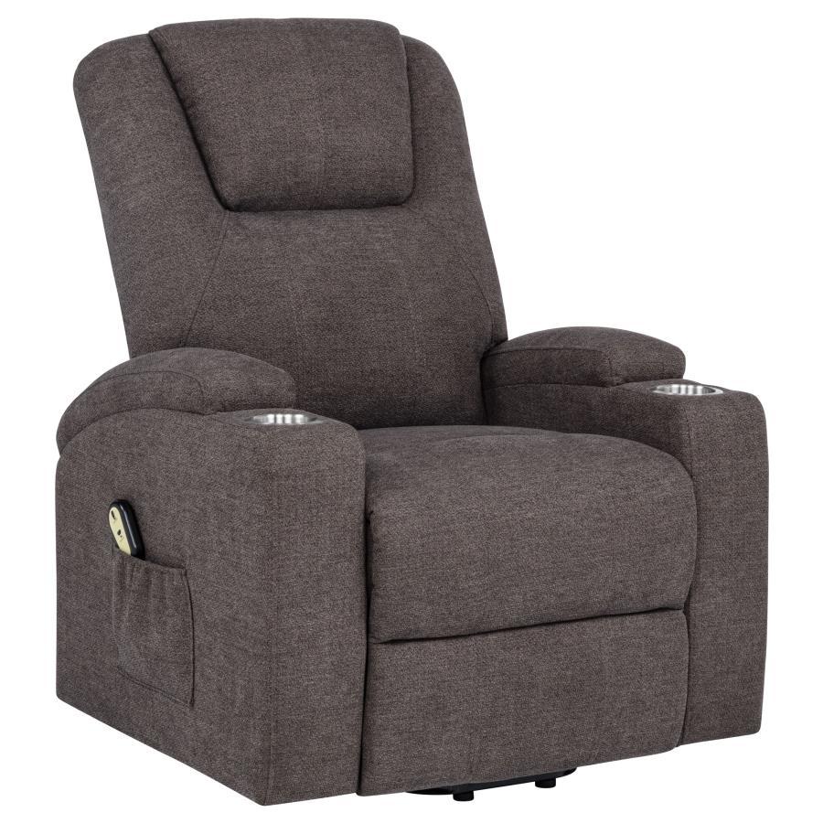 Louie - Chenille Upholstered Power Lift Massage Chair Lift Chairs by Coaster Fine Furniture - Walls Furniture & Mattress