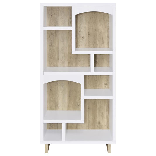 Dalton - 6 - Shelf Bookcase - White And Distressed Pine Standard Bookcases by CoasterEveryday - Walls Furniture & Mattress