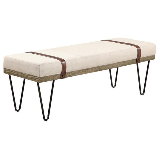 Austin - Fabric Upholstered Accent Bench - Beige Upholstered Benches by CoasterEssence - Walls Furniture & Mattress