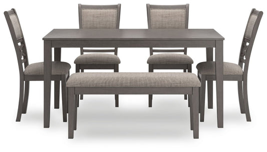 Wrenning - Dining Room Table Set (Set of 6) - Gray 6 Piece Dining Room Sets by Signature Design by Ashley® - Walls Furniture & Mattress