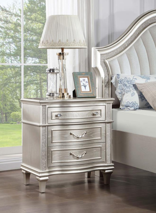 Evangeline - 3 - Drawer Nightstand - Silver Oak Nightstands w/ Charging Stations by CoasterElevations - Walls Furniture & Mattress