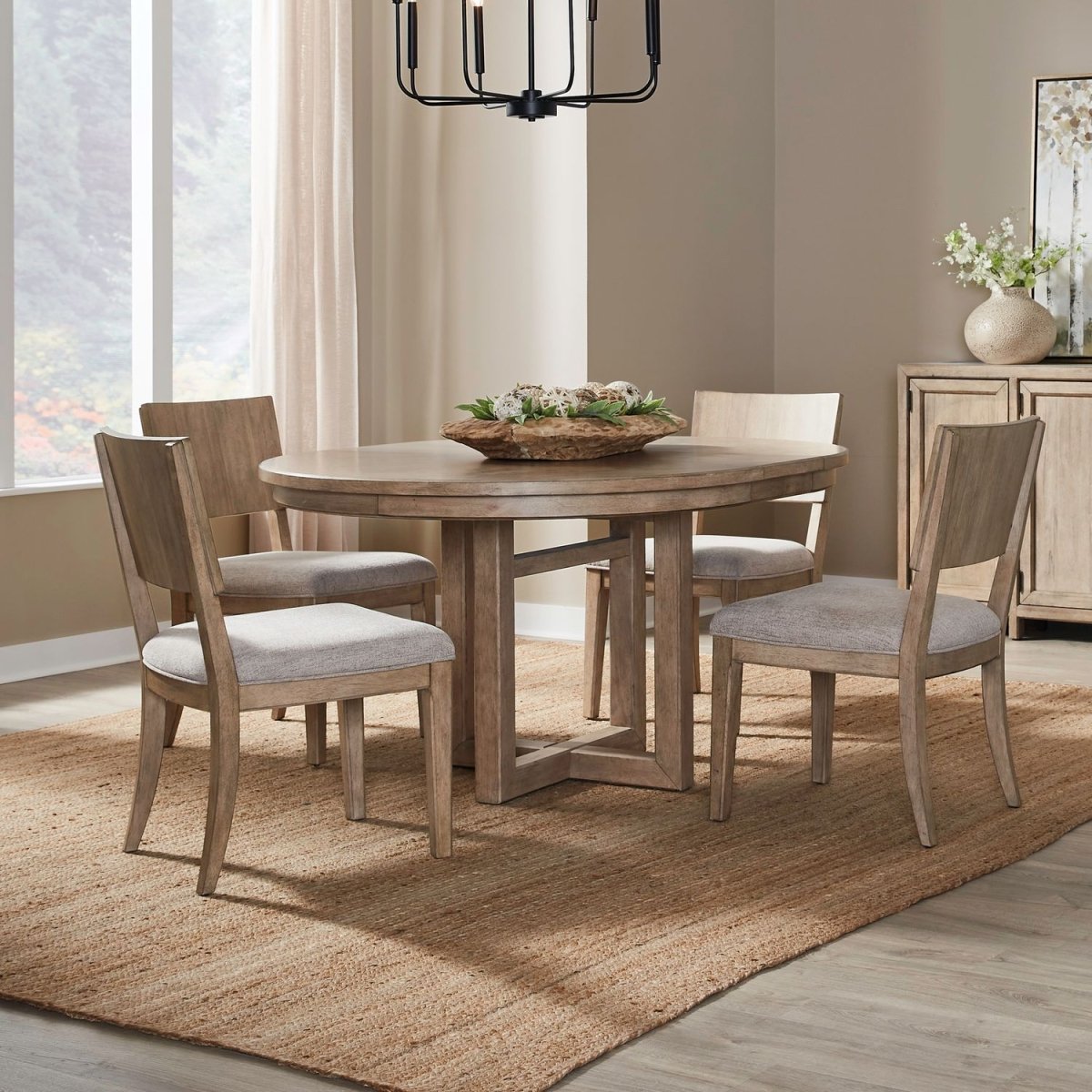 Proximity Place - 5 Piece Pedestal Table Set - Brown 5 Piece Dining Room Sets by Liberty Furniture - Walls Furniture & Mattress