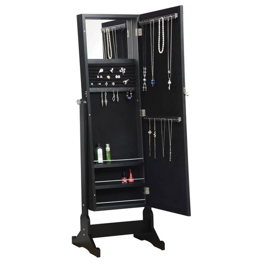 Cortez - Cheval Mirror With Jewelry Storage - Black Storage Mirrors by CoasterEssence - Walls Furniture & Mattress