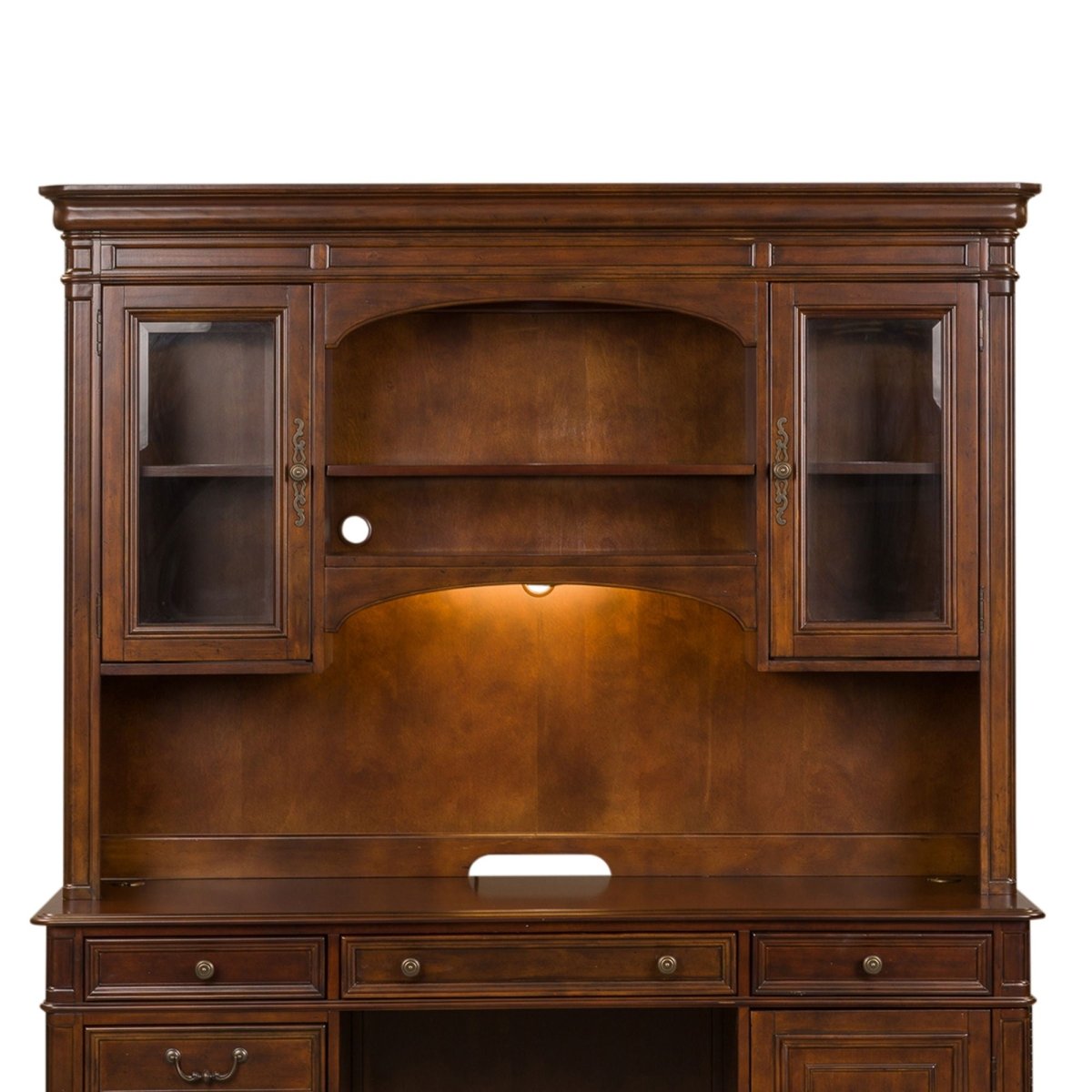 Brayton Manor - Jr Executive Credenza Hutch - Dark Brown Hutches by Liberty Furniture - Walls Furniture & Mattress