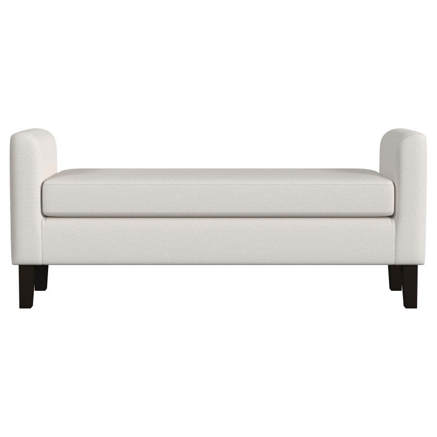 Rex - Fabric Upholstered Accent Bench With Armrests - Vanilla Upholstered Benches by Coaster Fine Furniture - Walls Furniture & Mattress
