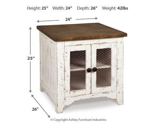 Wystfield - Rectangular End Table - 2 Doors - White / Brown End Tables by Signature Design by Ashley® - Walls Furniture & Mattress
