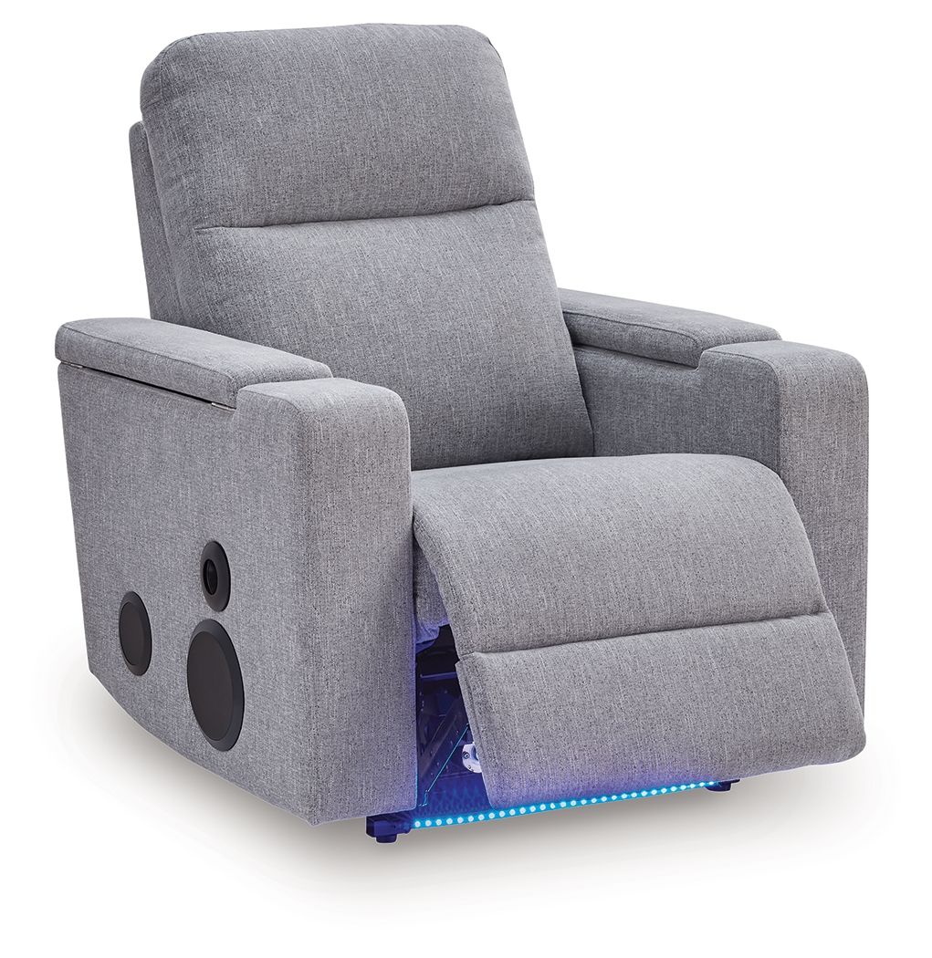 Pineland - Glider Power Recliner With Audio System - Pewter Glider Chairs by Signature Design by Ashley® - Walls Furniture & Mattress
