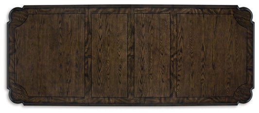 Maylee - 11 Pc. - Dining Extension Table, 4 Side Chairs, 2 Arm Chairs, Storage Bench, Buffet And Hutch - Dark Brown 8 + Piece Dining Room Sets by Signature Design by Ashley® - Walls Furniture & Mattress