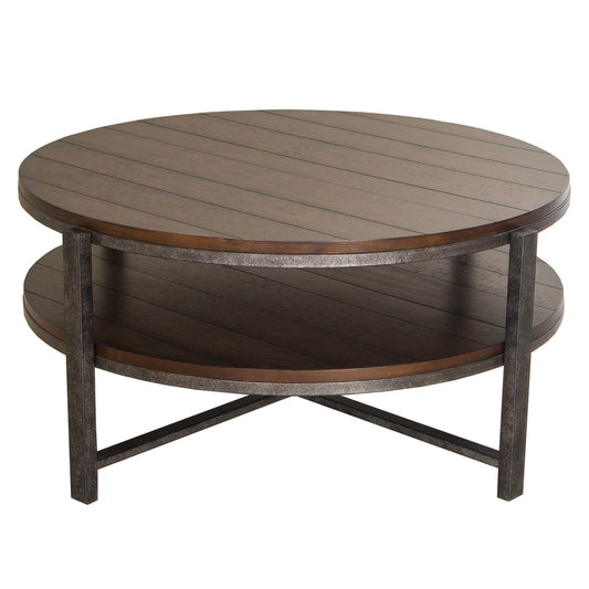 Breckinridge - Round Cocktail Table - Dark Brown Cocktail Tables by Liberty Furniture - Walls Furniture & Mattress