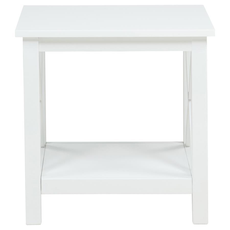 Skyview - Square Pine Wood Side End Table With Shelf - White End Tables by Coaster Fine Furniture - Walls Furniture & Mattress