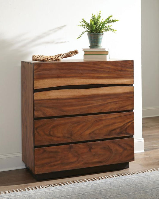Winslow - 4 - Drawer Bedroom Chest - Smokey Walnut Accent Chests by CoasterElevations - Walls Furniture & Mattress