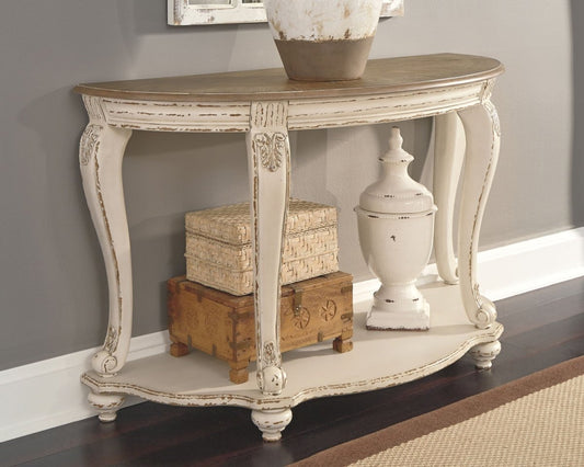 Realyn - Sofa Table - White / Brown Sofa Tables by Signature Design by Ashley® - Walls Furniture & Mattress