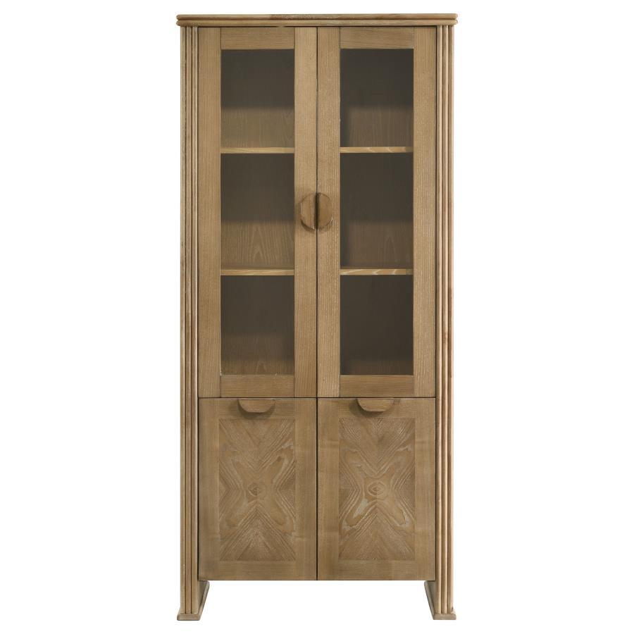 Adina - Tall Display Cabinet - Distressed Light Brown Display Cabinets by Coaster Fine Furniture - Walls Furniture & Mattress