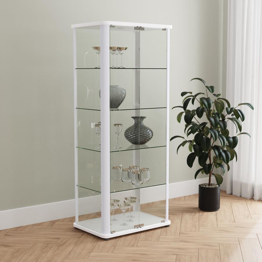 Aero - 5 - Shelf Display Curio Cabinet With Led Lighting Curio Cabinets by Coaster Fine Furniture - Walls Furniture & Mattress