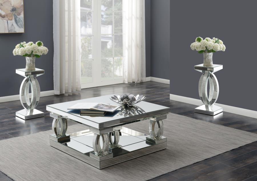 Amalia - Mirrored Coffee Table Set Table Sets by Coaster Fine Furniture - Walls Furniture & Mattress