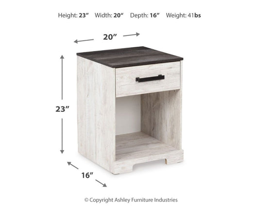 Shawburn - One Drawer Night Stand - Open Cubby - White / Black / Gray Accent Nightstands by Signature Design by Ashley® - Walls Furniture & Mattress