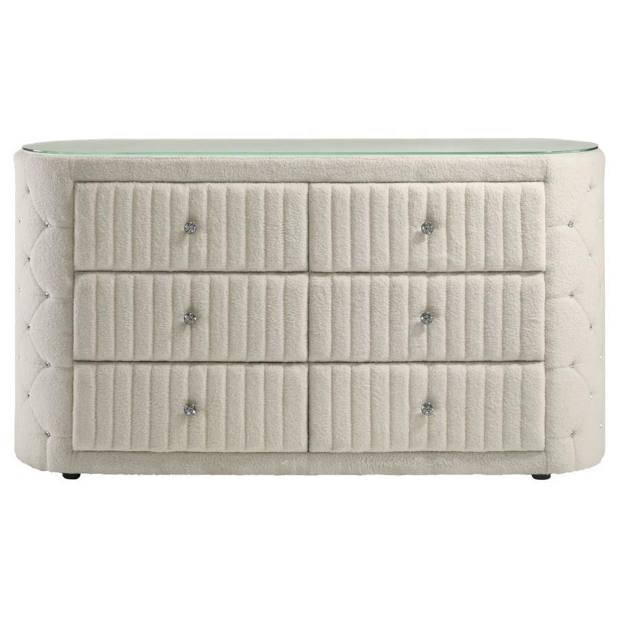 Sonya - 6 - Drawer Upholstered Bedroom Dresser Dressers by Coaster Fine Furniture - Walls Furniture & Mattress