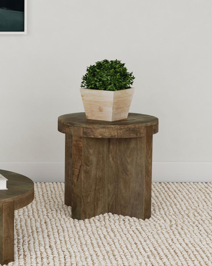 Kinkaid - Round Solid Mango Wood Table End Tables by Coaster Fine Furniture - Walls Furniture & Mattress