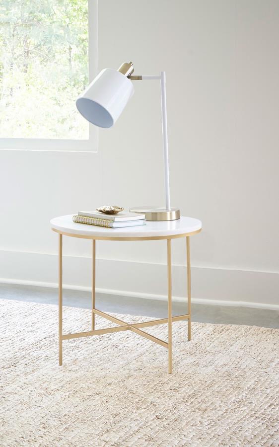 Ellison - Round Marble Top Table End Tables by CoasterEssence - Walls Furniture & Mattress