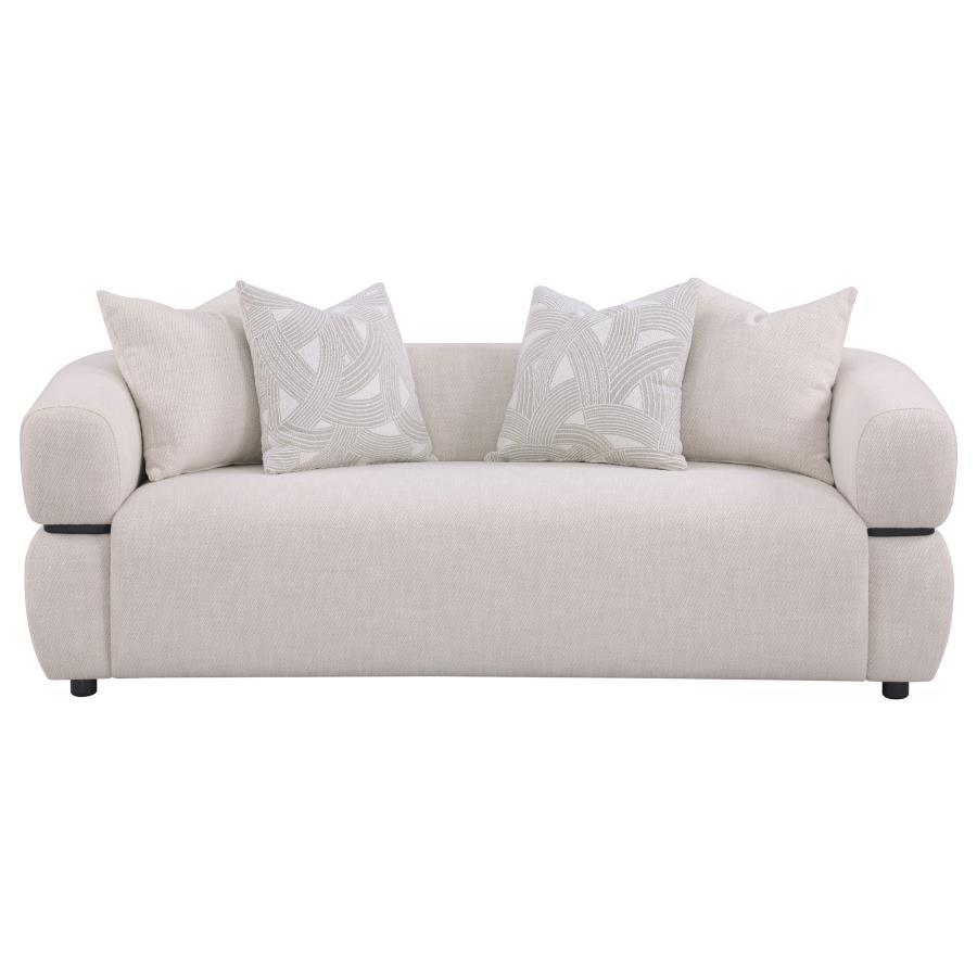 Jeanette - 84" Fabric Upholstered Round Arm Sofa - Beige Stationary Sofas by Coaster Fine Furniture - Walls Furniture & Mattress