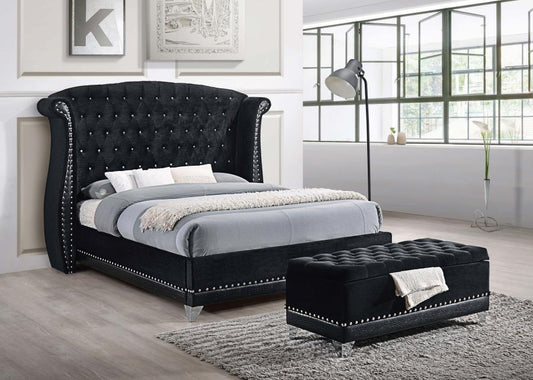 Barzini - Velvet Upholstered Tufted Storage Bench - Black Storage Benches by CoasterElevations - Walls Furniture & Mattress