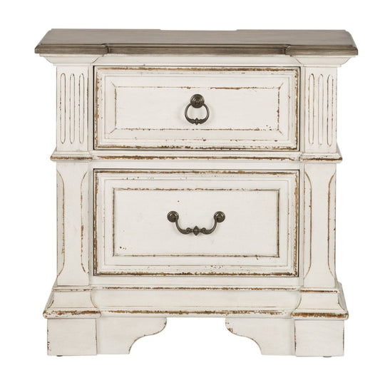 Abbey Park - 2 Drawer Nightstand With Charging Station - White Nightstands w/ Charging Stations by Liberty Furniture - Walls Furniture & Mattress