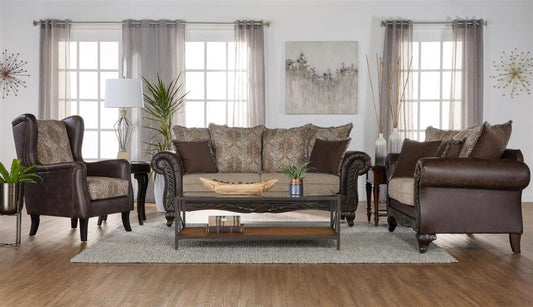 Elmbrook - Upholstered Rolled Arm Sofa - Brown Stationary Sofas by Coaster Fine Furniture - Walls Furniture & Mattress