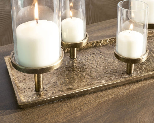 Wallmond - Antique Brass Finish - Candle Holder Candles & Holders by Signature Design by Ashley® - Walls Furniture & Mattress