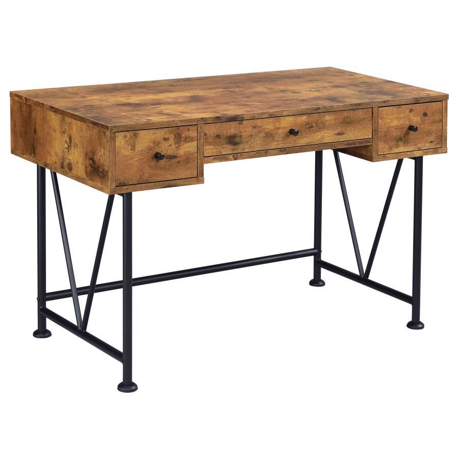 Analiese - 2 Piece Computer Desk Bookcase Set - Rustic Nutmeg 2 Piece Home Office Sets by CoasterEveryday - Walls Furniture & Mattress