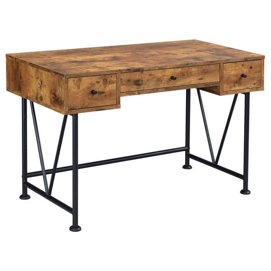 Analiese - 2 Piece Computer Desk Bookcase Set - Rustic Nutmeg 2 Piece Home Office Sets by CoasterEveryday - Walls Furniture & Mattress
