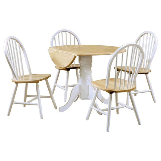 Allison - 5 Piece Round Drop Leaf Dining Table Set - White 5 Piece Dining Room Sets by CoasterEveryday - Walls Furniture & Mattress