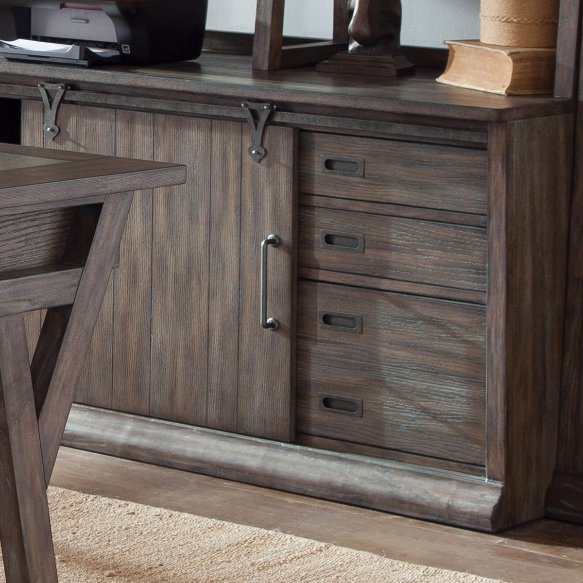 Stone Brook - Computer Credenza - Dark Brown Credenzas by Liberty Furniture - Walls Furniture & Mattress