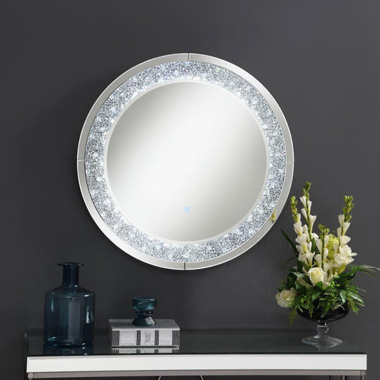 Lixue - Round Wall Mirror LED Lighting - Silver Wall Mirrors by CoasterEssence - Walls Furniture & Mattress
