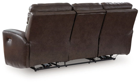 Crossplex - Power Reclining Sofa With Adjustable Headrest - Smoke Reclining Sofas by Signature Design by Ashley® - Walls Furniture & Mattress