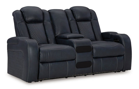 Fyne - dyme - Power Reclining Loveseat With Console/Adj Hdrst Reclining Loveseats by Signature Design by Ashley® - Walls Furniture & Mattress