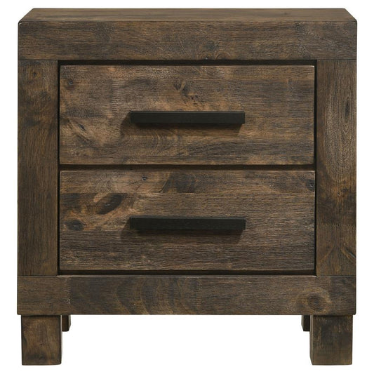 Woodmont - 2 - Drawer Nightstand - Rustic Golden Brown Accent Nightstands by CoasterEveryday - Walls Furniture & Mattress